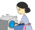 妈妈洗衣服。