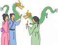 但是仔细一看，怎么这四条龙没有画上眼睛呢？
